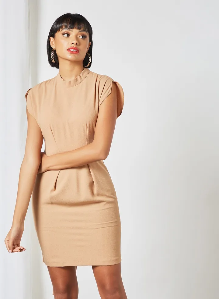 Cap Sleeve Kimono Dress Brown