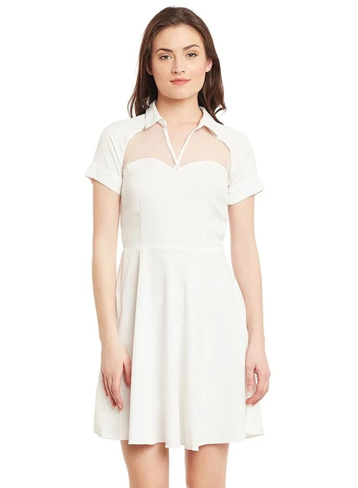 Short Sleeve Casual Dress Off white