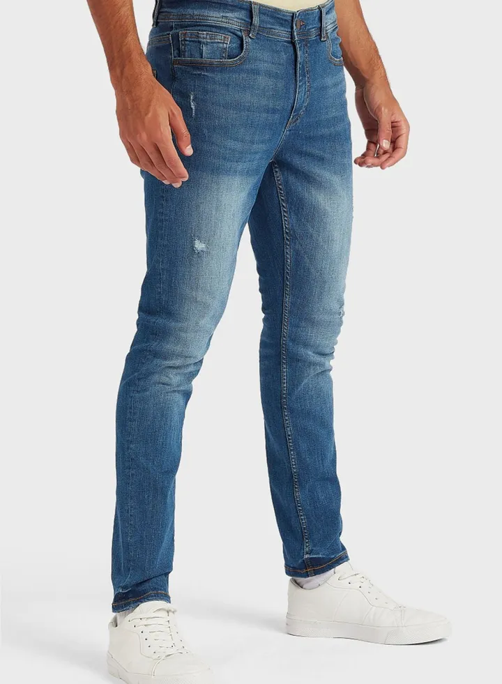 Mid Wash Skinny Fit Jeans 