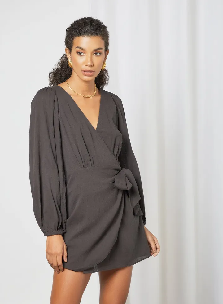 Wrap Mini Dress Black