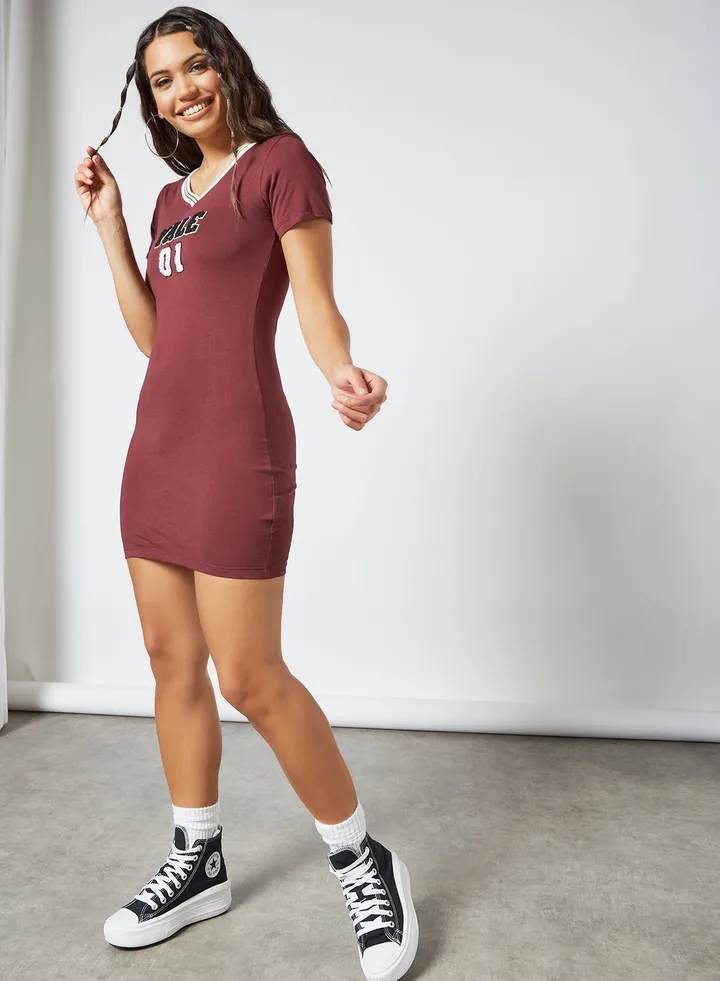 Yale Varsity -Shirt Dress Maroon