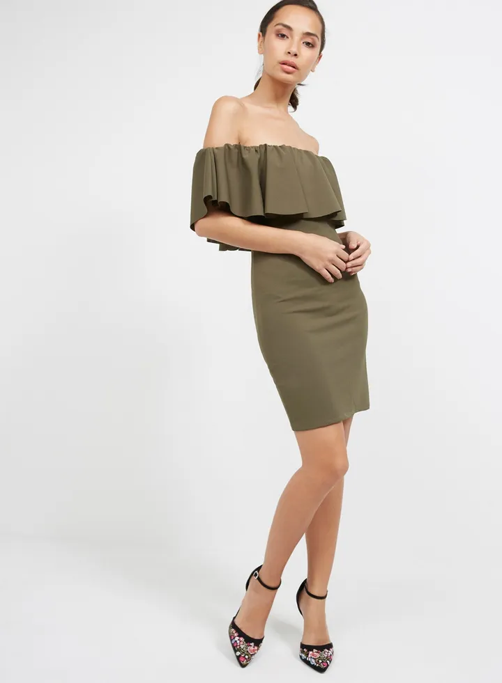 Bardot Dress Khaki