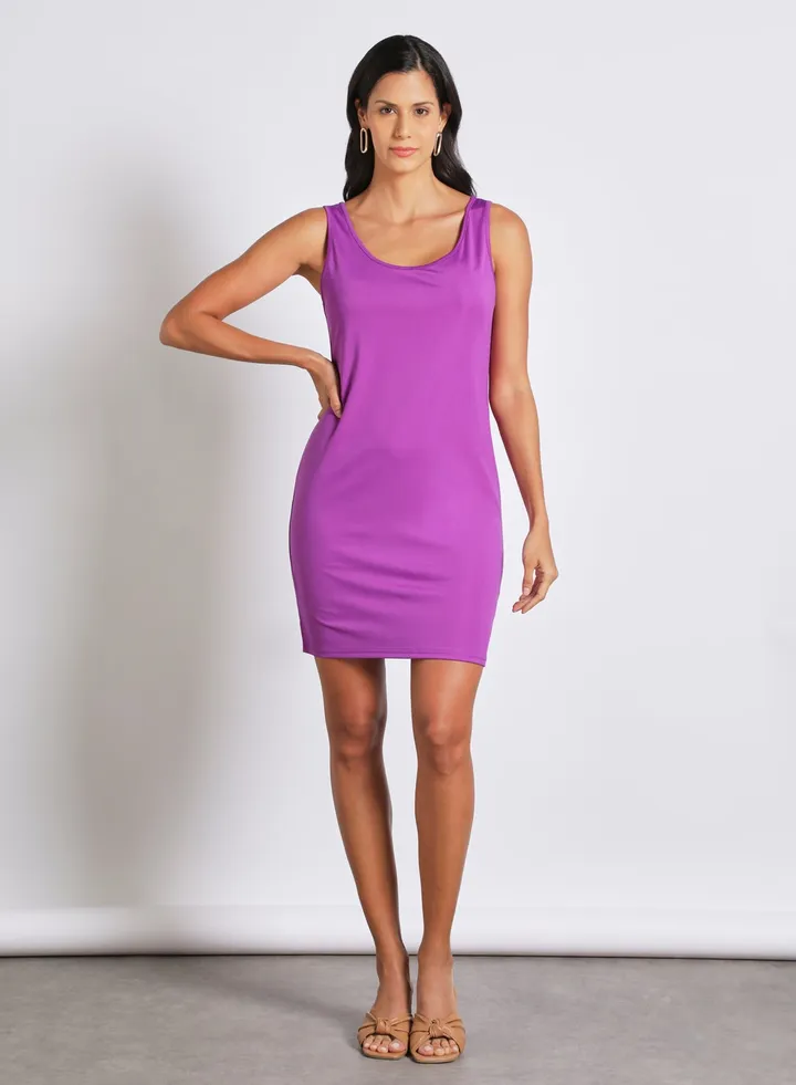 Women's Casual Sleeveless Knit Fitted Mini Dress Purple