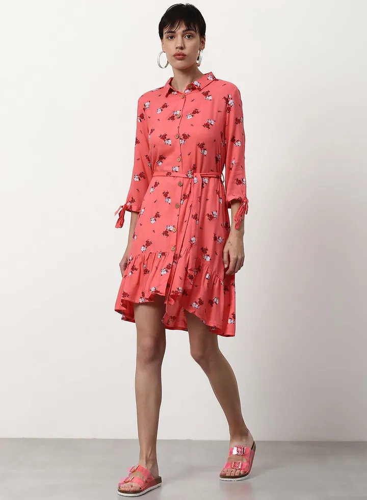 Regular Fit Casual Dress Pink