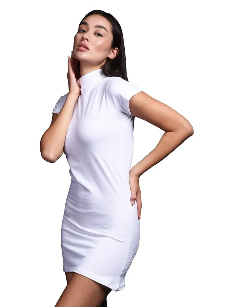 Comodo high neck half sleeve short dress Egyptian cotton100%
