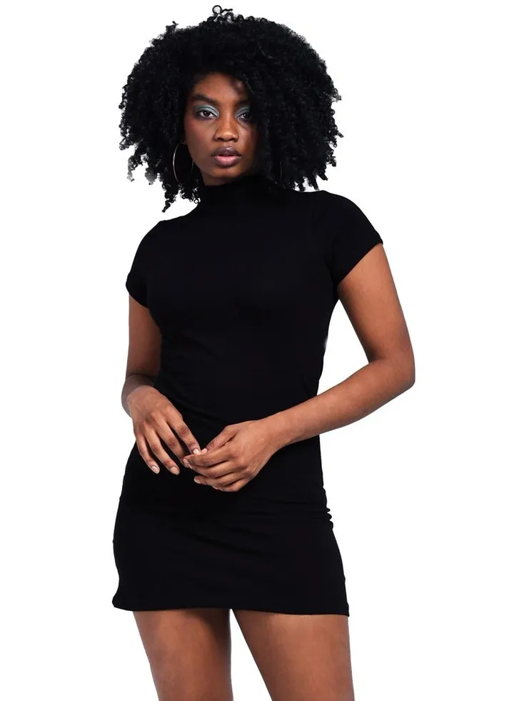 Comodo high neck half sleeve short dress Egyptian cotton100%