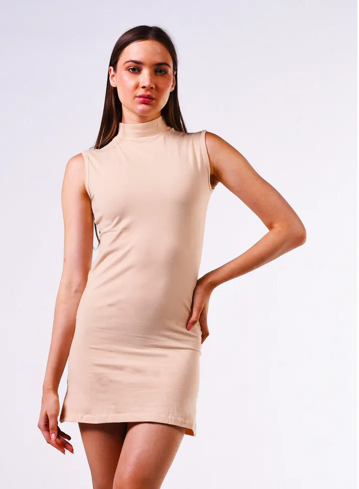 Comodo high neck full cut short dress Egyptian cotton100%