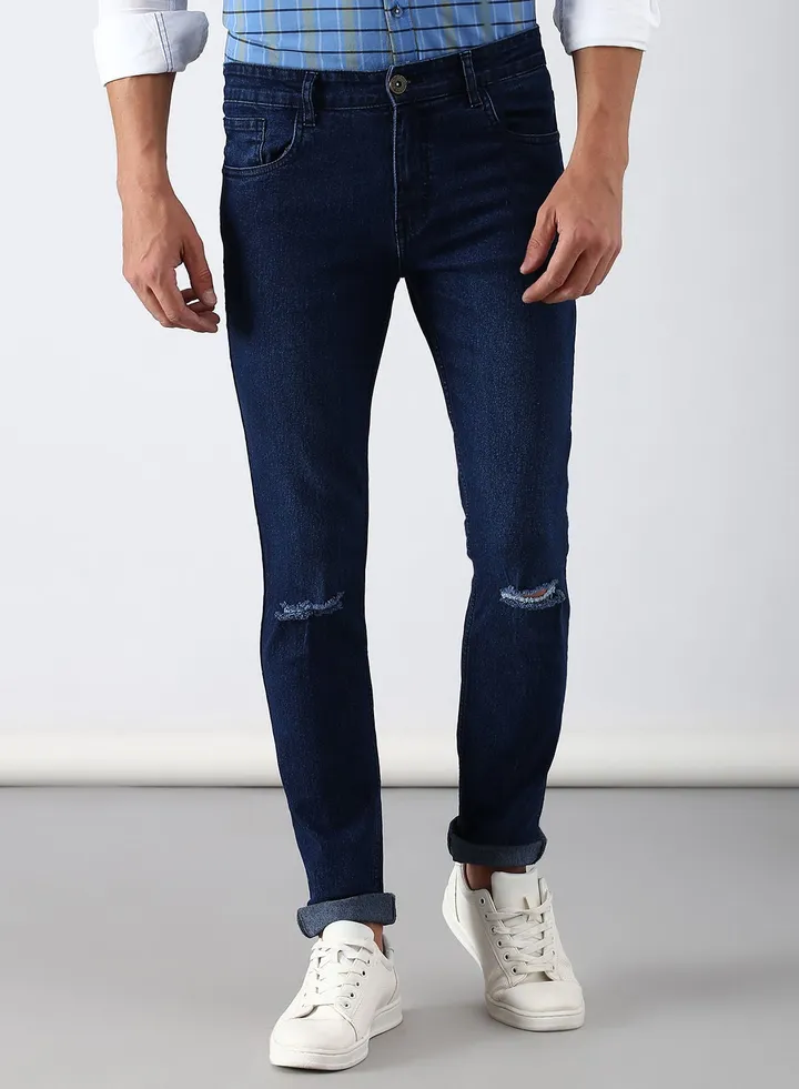 Casual Tapered Jeans Blue- Mid Wash