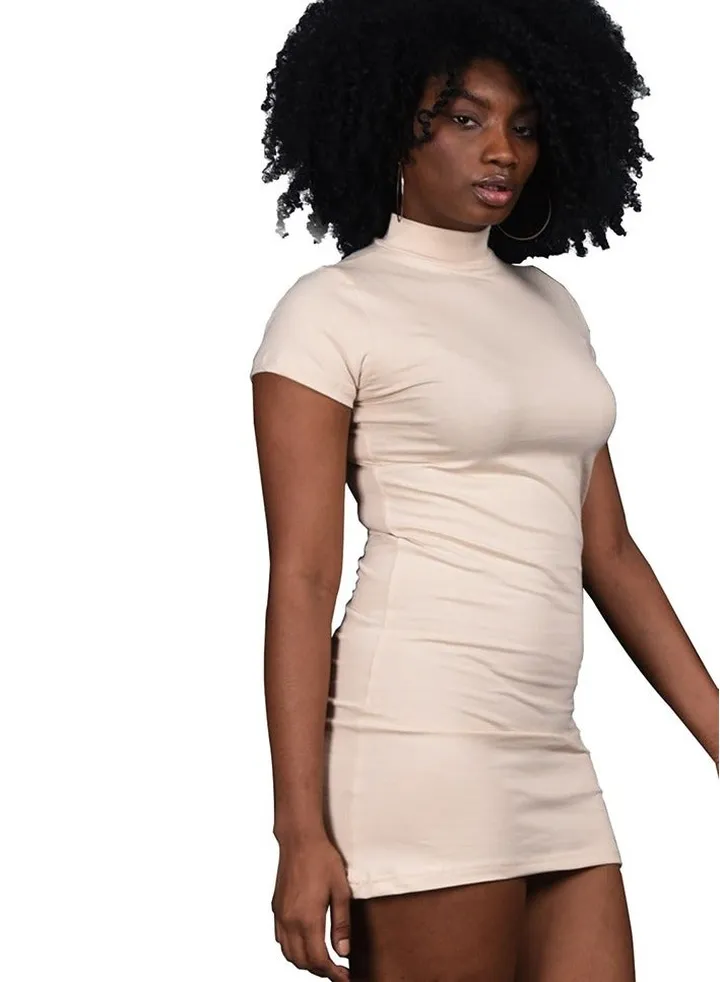 Comodo high neck half sleeve short dress Egyptian cotton100%