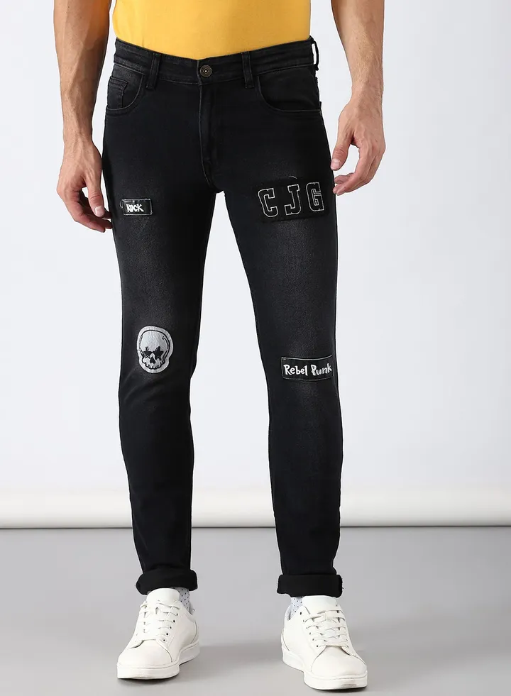 Slim Fit Jeans Black- Mid Wash