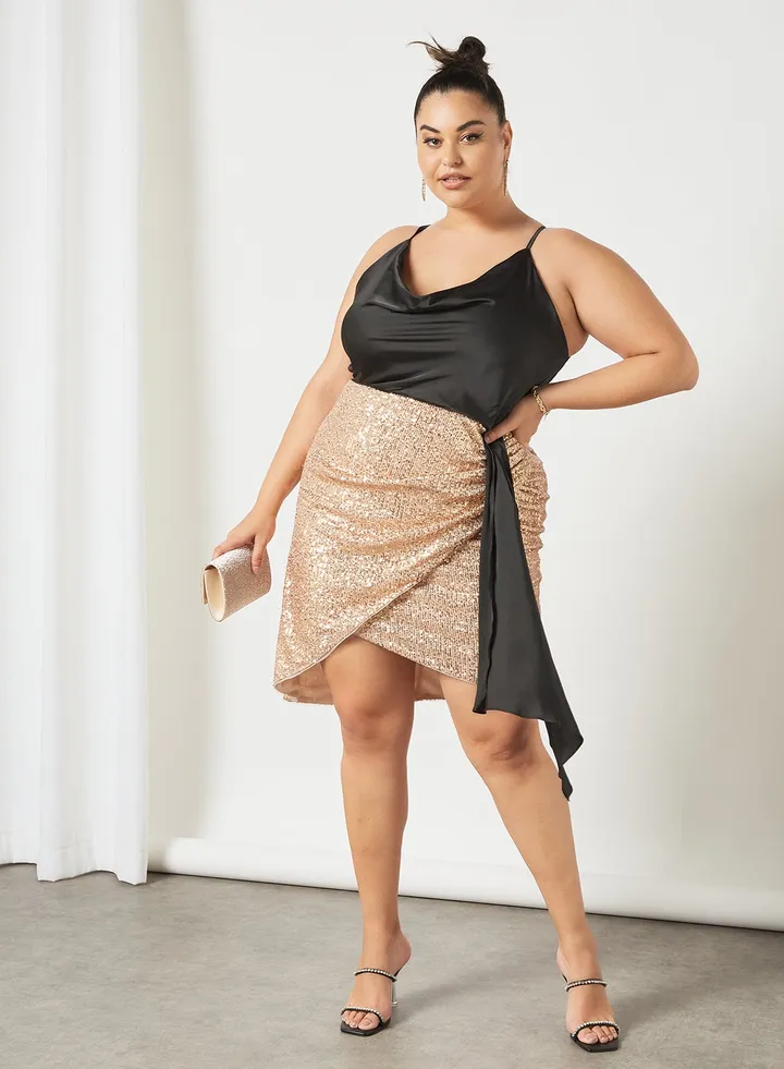Camela Maxi Dress Rose Gold/Black