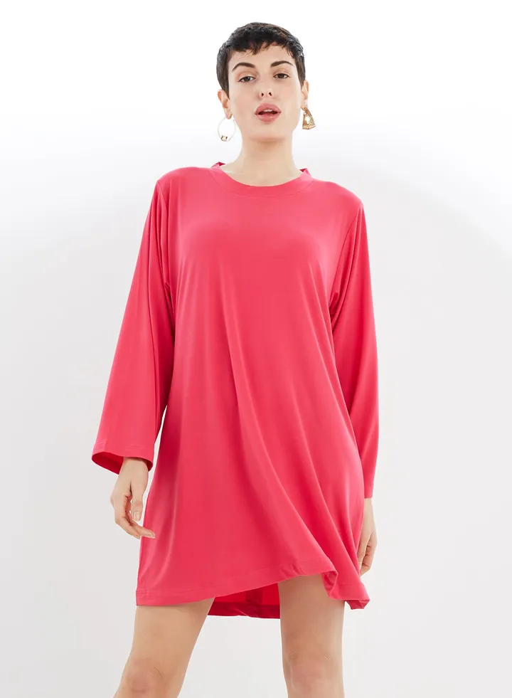 Long Sleeves Mini Dress Pink