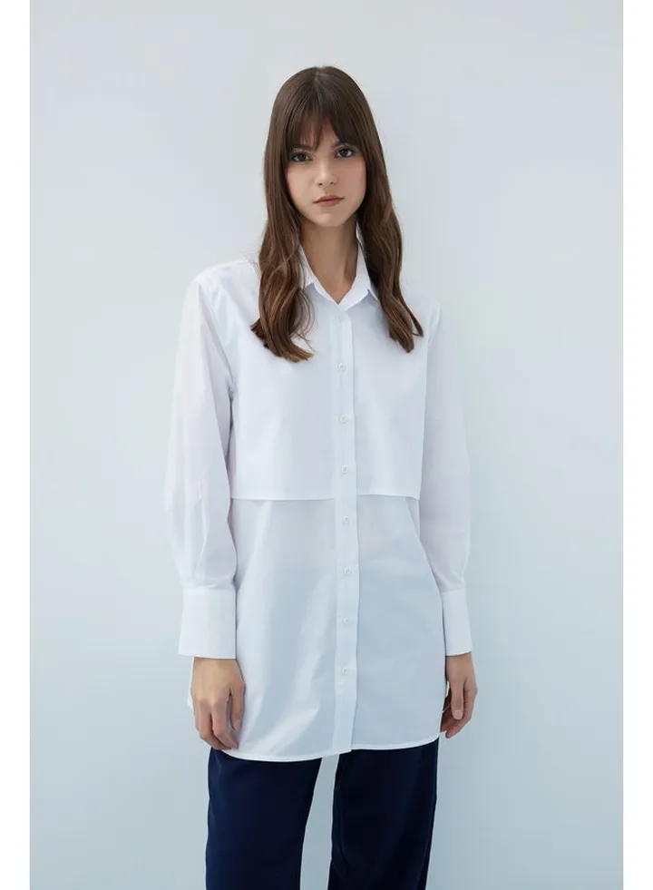Woman Relax Fit Woven Long Sleeve Tunic
