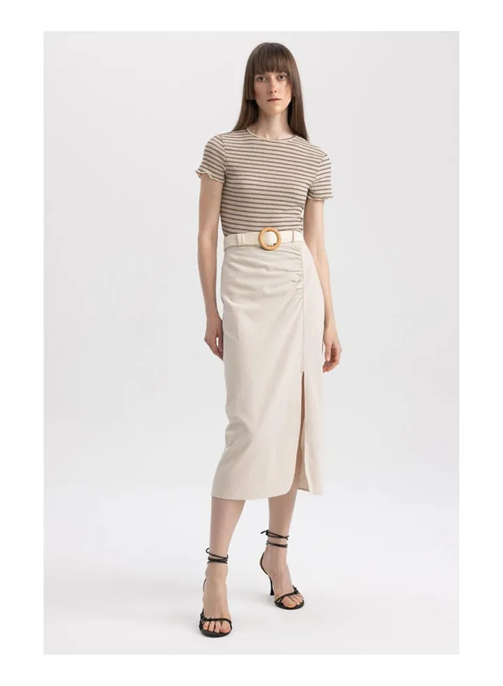 Woman Straight Woven Skirt