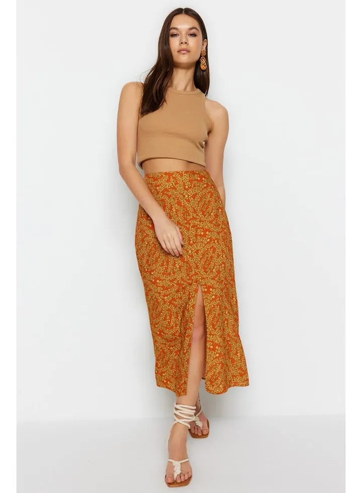 Orange Midi Woven Skirt TWOAW22ET0447