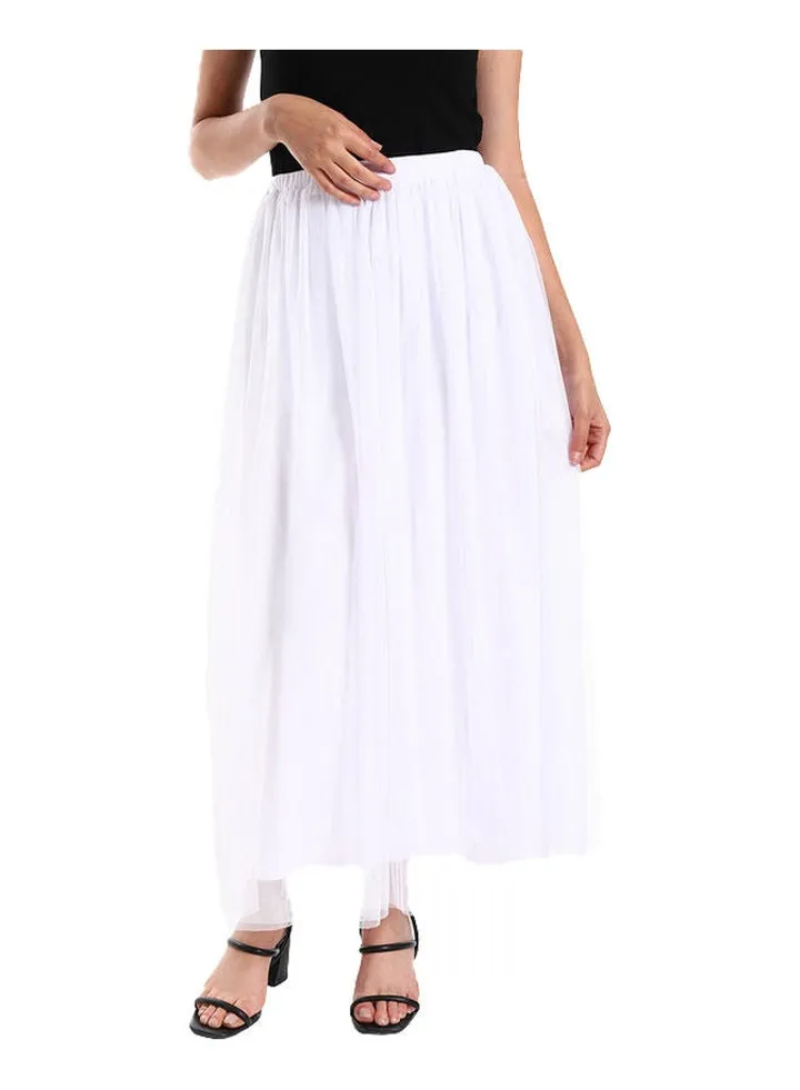 White Long Tulle Tutu Skirt
