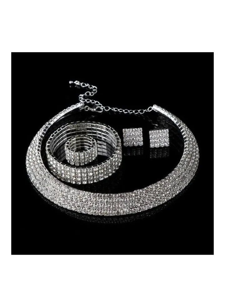Fashion Flash Full Collar Necklace Bracelet Stud Earrings Set