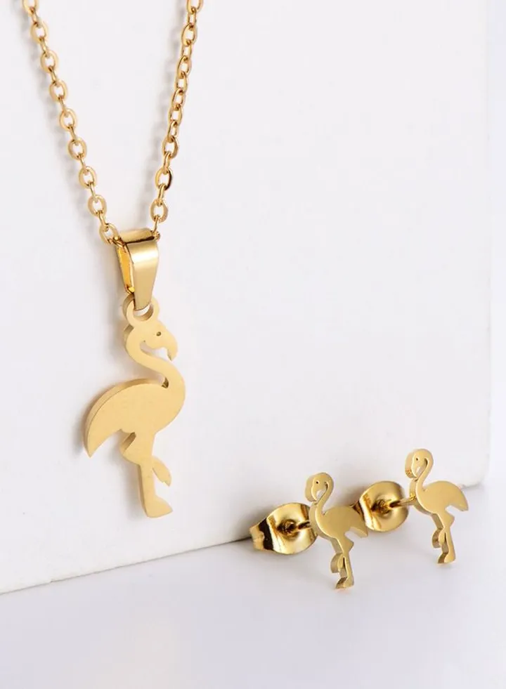 Flamingo Stainless Steel Necklace Set