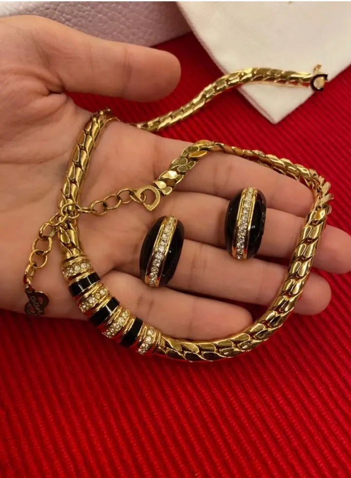 Authentic Christian Dior Necklace And Earrings Jewelry Set For Women Made In Germany
