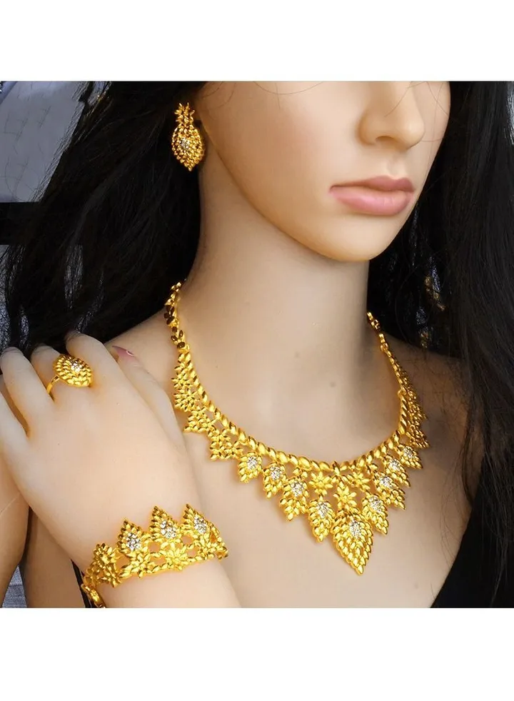 M MIAOYAN fashion ladies ferry gold jewellery set bridal wedding necklace earrings ring bracelet set