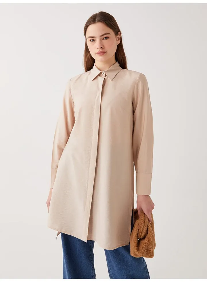 Shirt Collar Straight Long Sleeve Women's Tunic