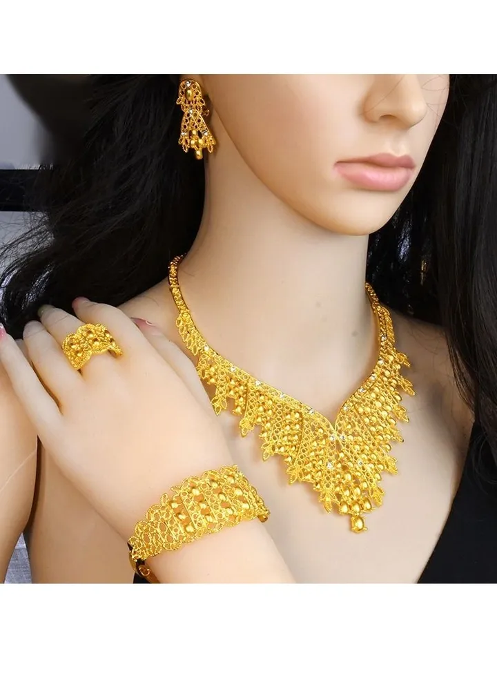 M MIAOYAN fashion ladies ferry gold jewellery set bridal wedding necklace earrings ring bracelet set