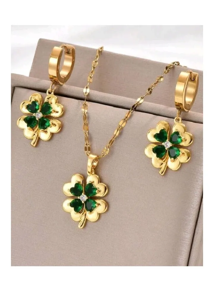 Trendy Stainless Steel Gold Plated Jewellery Set For Women