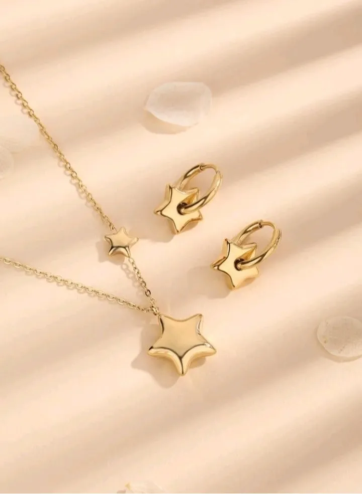 Trendy Stainless Steel Gold Plated Jewellery Set For Women
