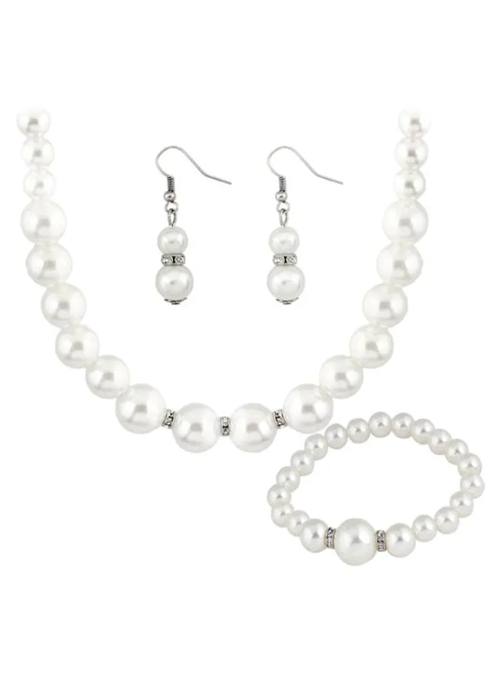 Freshwater Cultured Pearl Necklace With Bracelet And Earrings