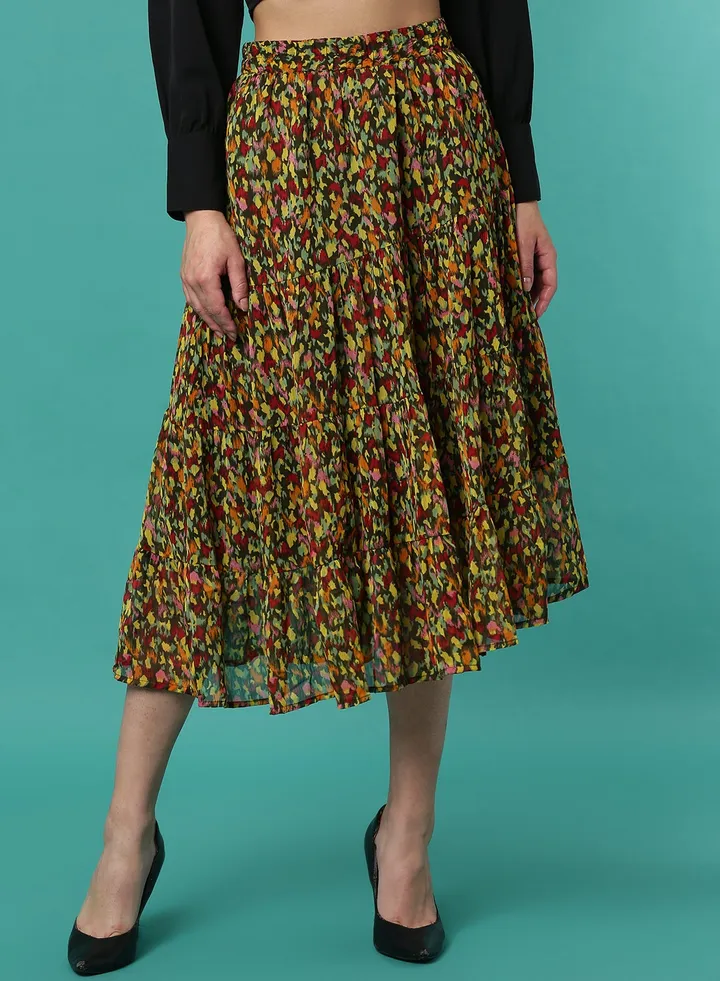 Woven Midi Skirt Multicolor