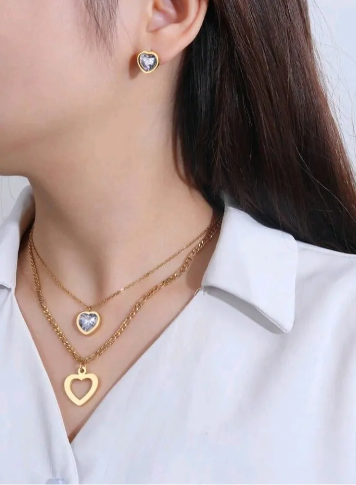Trendy Stainless Steel Gold Plated Jewellery Set For Women