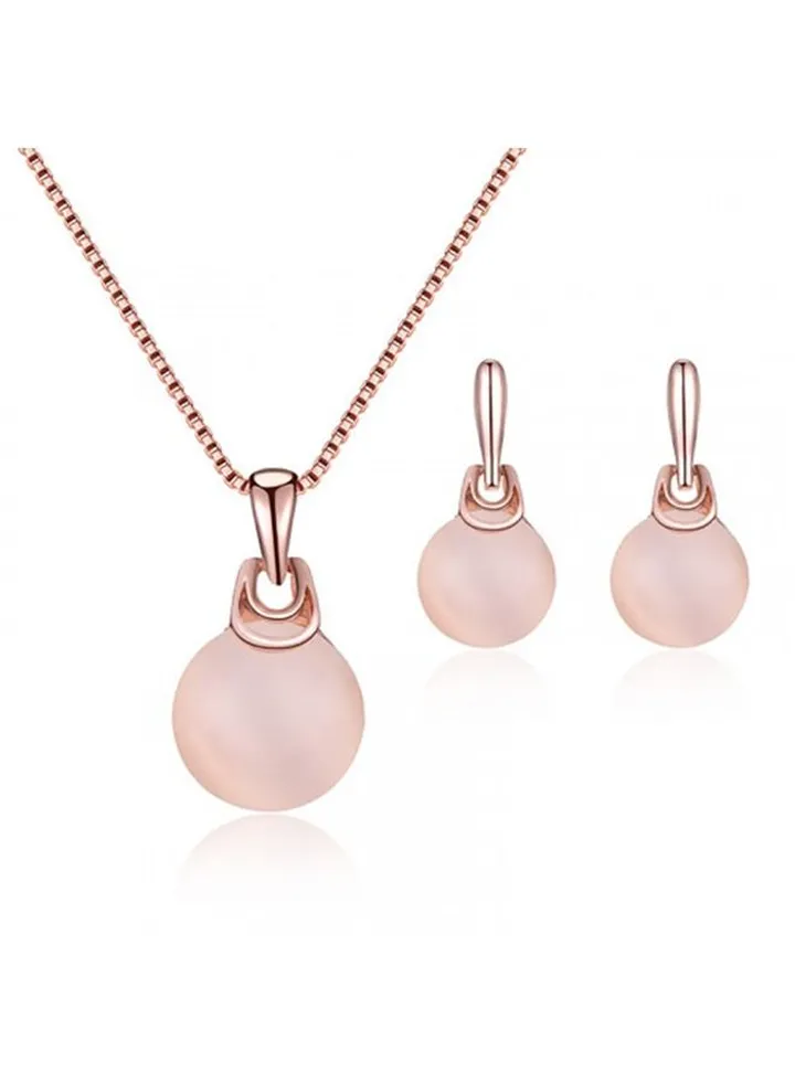 Casual Women Set Of Stone Studded Necklace With Earrings