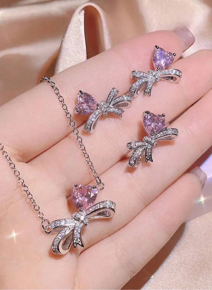 Elegant Necklace & Earrings & Ring Jewellery Set For Women
