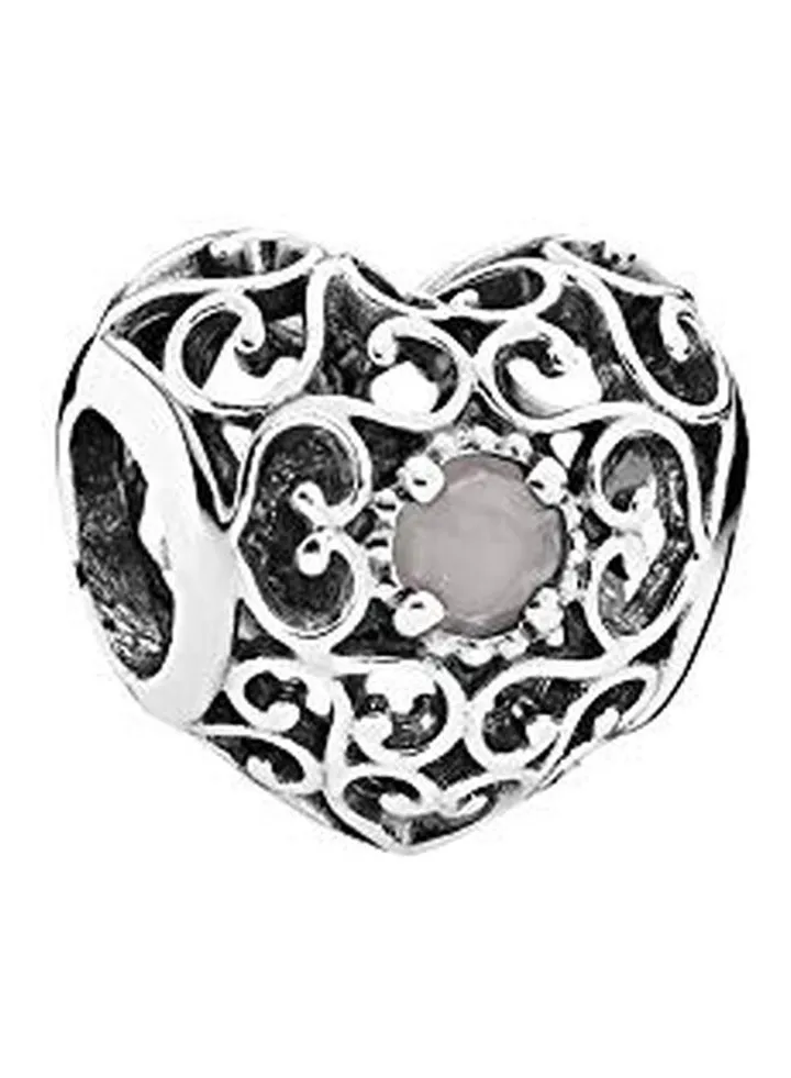 925 Sterling Silver June Signature Heart Charm