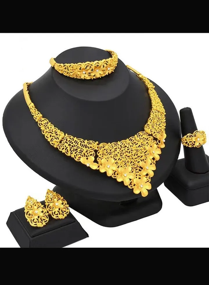 Middle Eastern Bride Wedding Jewelry Set 24-Karat Gold Four-Piece