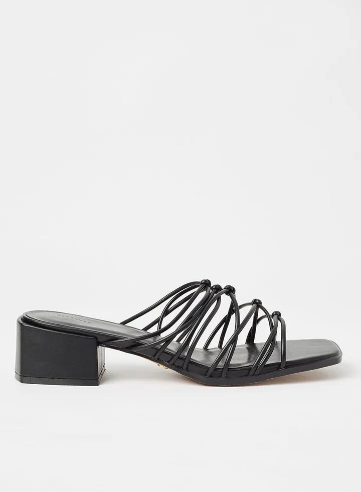 Strappy Block Heel Sandals Black