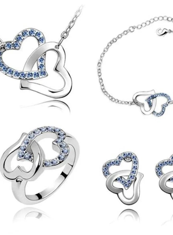 Heart To Heart Blue Swarovski Jewelry Set