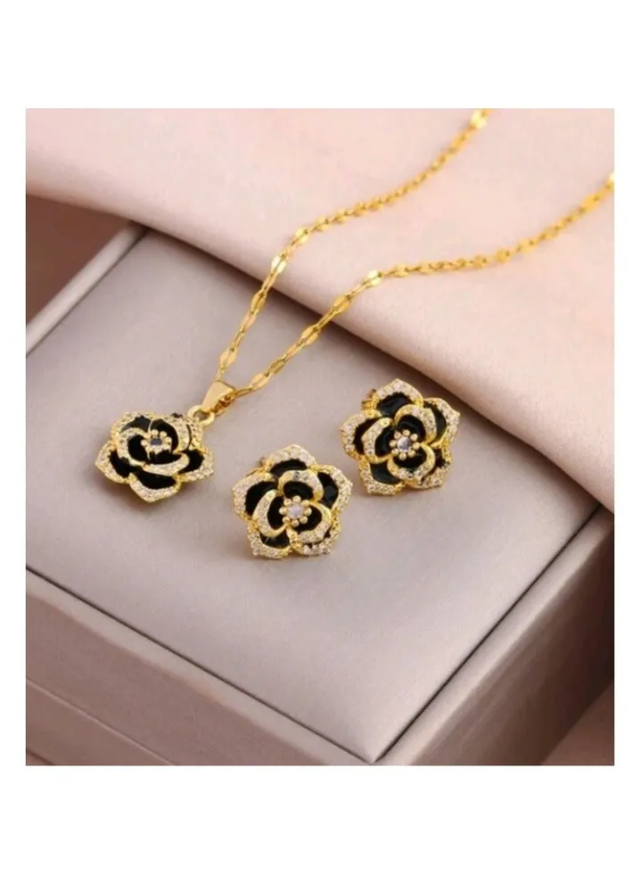 Trendy Stainless Steel Gold Plated Jewellery Set For Women