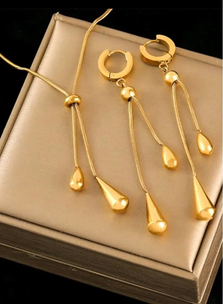 Trendy Stainless Steel Gold Plated Jewellery Set For Women