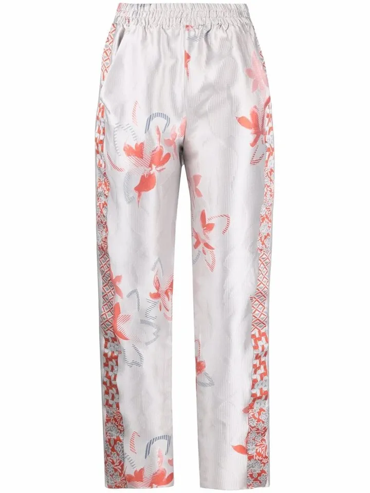 Floral-Print Straight-Leg Trousers