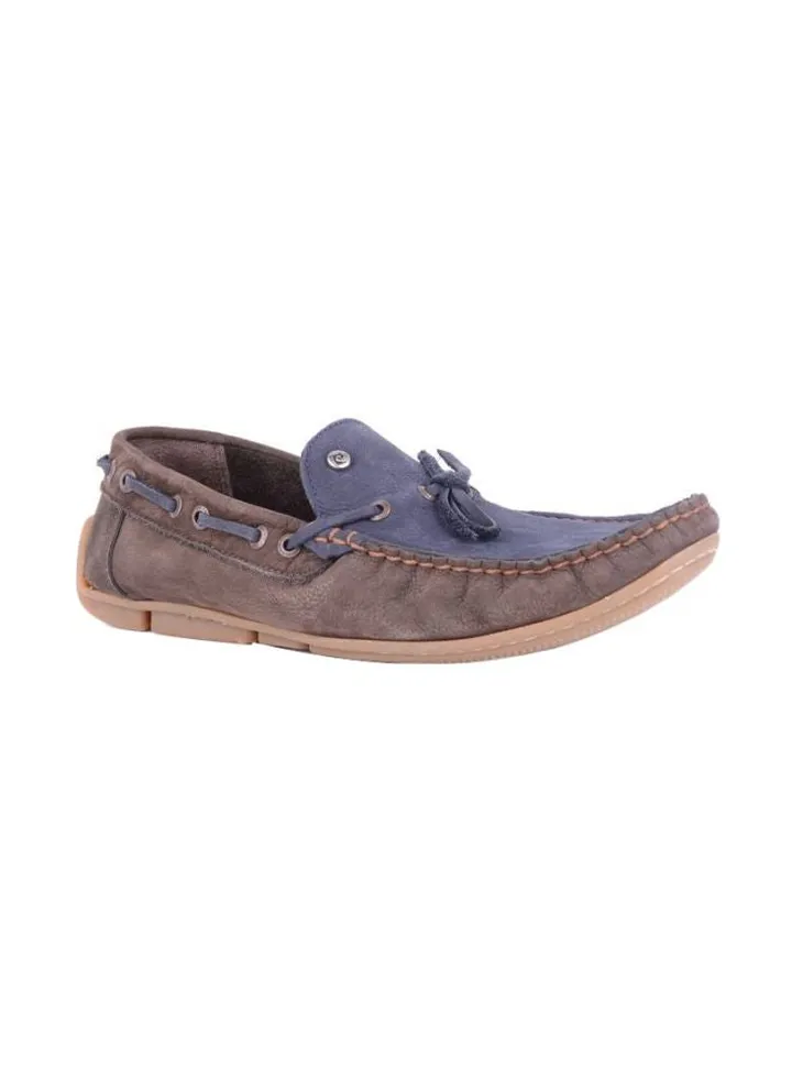 Leather Slip On Loafers Brown/Navy Blue