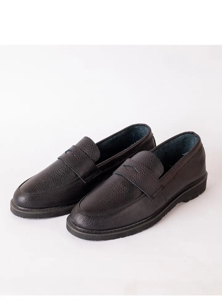 Men's shoes, natural leather - black
