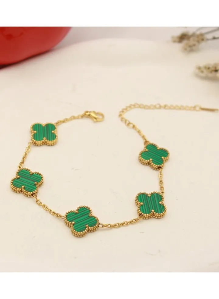 Women's 18k Gold Petal Bracelet, Reversible Lucky Flower Clover Van Cleef Collection