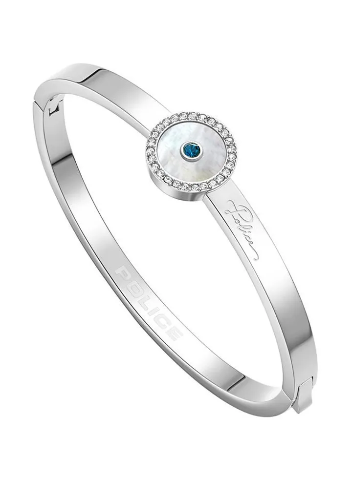 Police Fulgurant Silver Color Stainless Steel Ladies Bangle With Mother-Of-Pearl Inlay & Crystal - PEJLG0001802