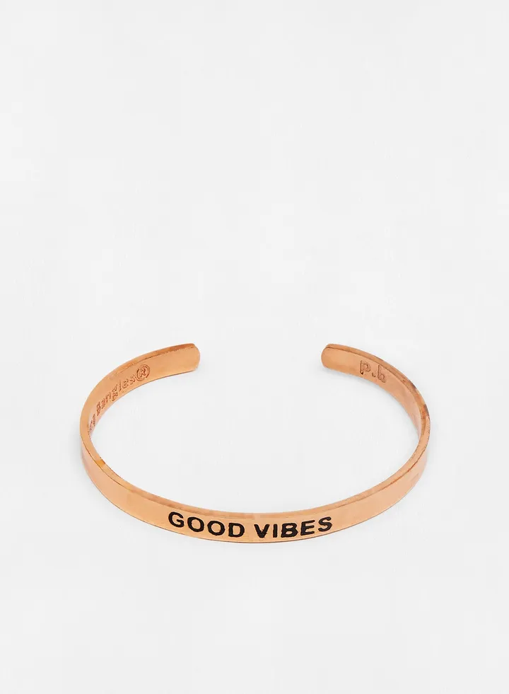 Rose Gold Plated Good Vibes Karma Bangle