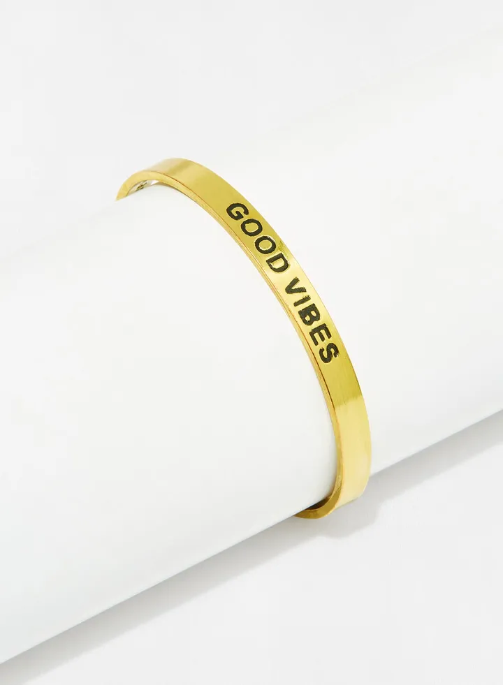 Gold Plated Good Vibes Karma Bangle