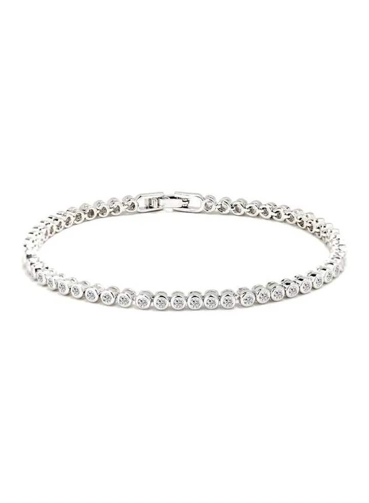 18Karat White Gold Plated Crystal Studded Bracelet