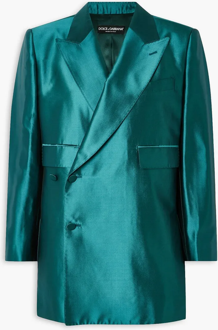 Double-breasted silk-mikado blazer