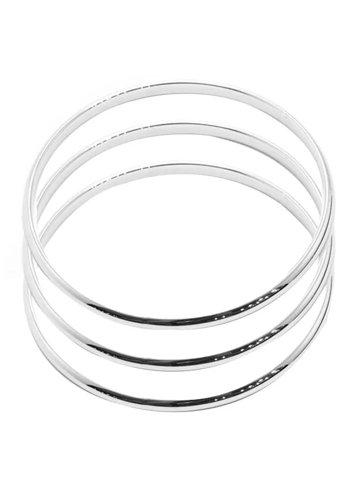 3-Piece Stylish Sterling Silver Bangle