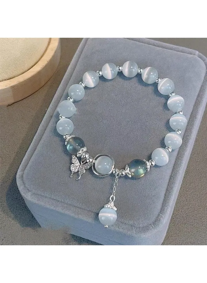 Cat's Eye Crystal Butterfly Bracelet Women's Bracelet Gray Moonlight Ins Versatile Temperament Trendy Student High Quality